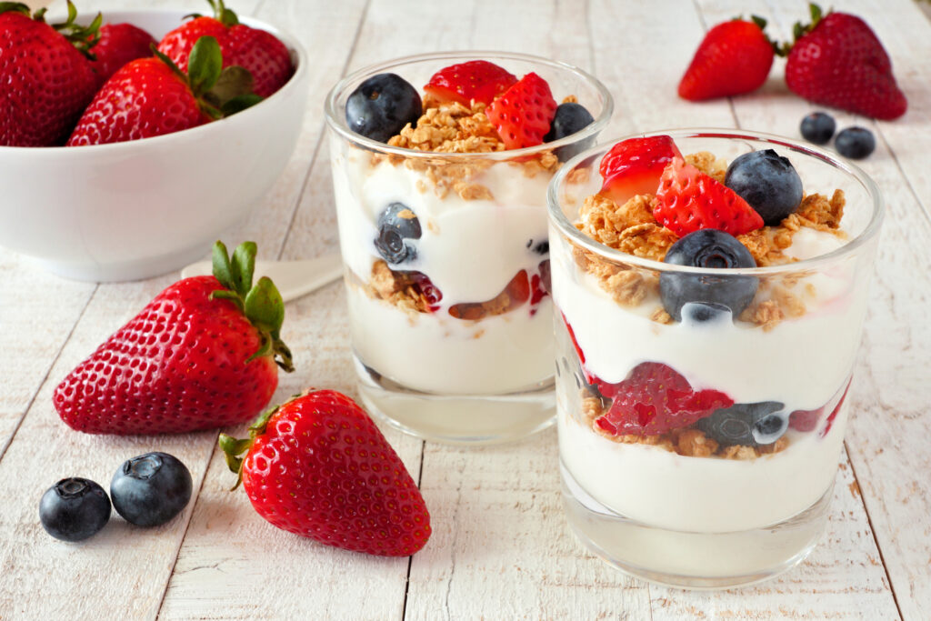 Greek yogurt and berries photo