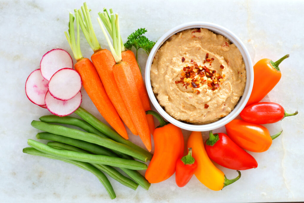 Hummus and veggies photo